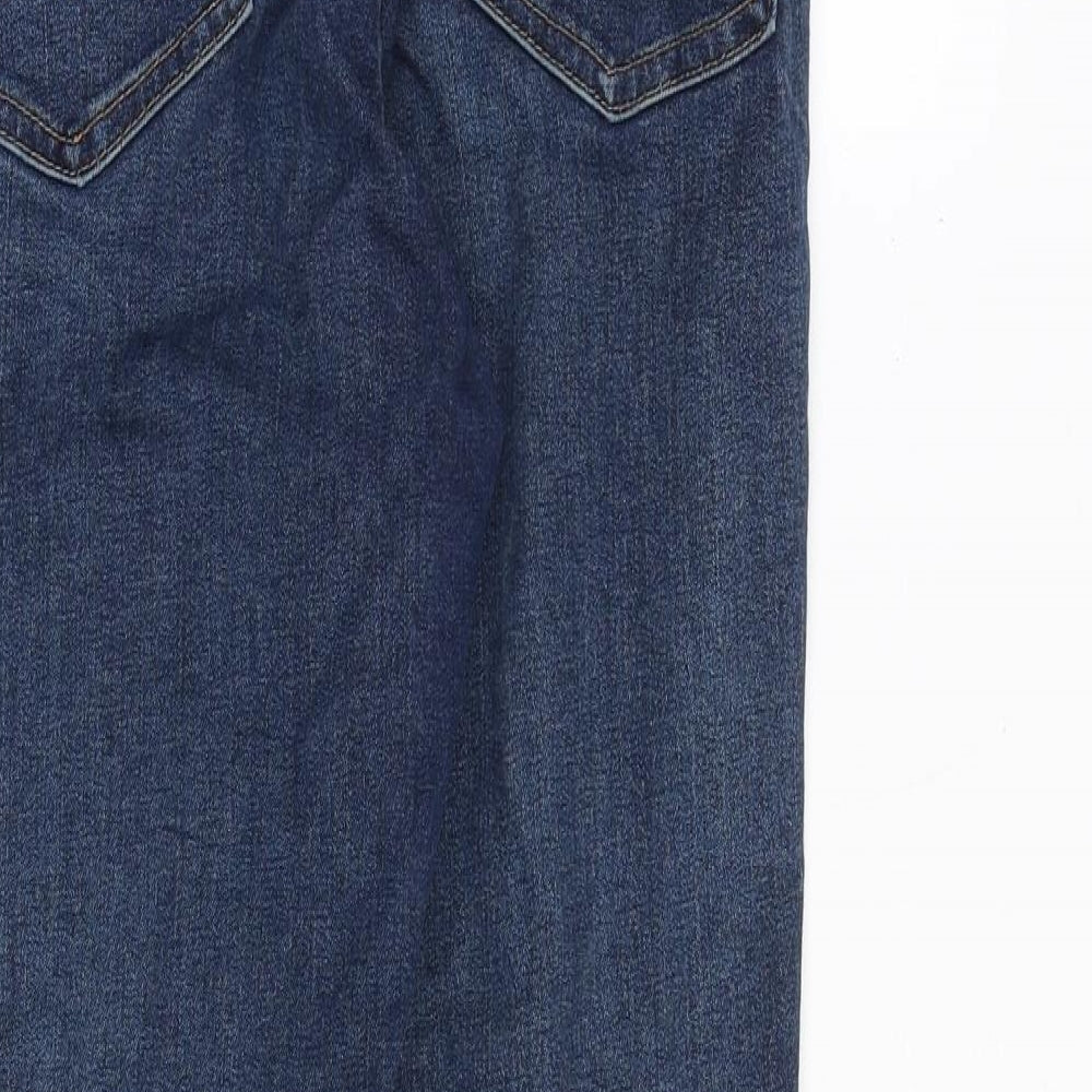 Topshop Womens Blue Cotton Skinny Jeans Size 28 in Regular Zip - Frayed Hem
