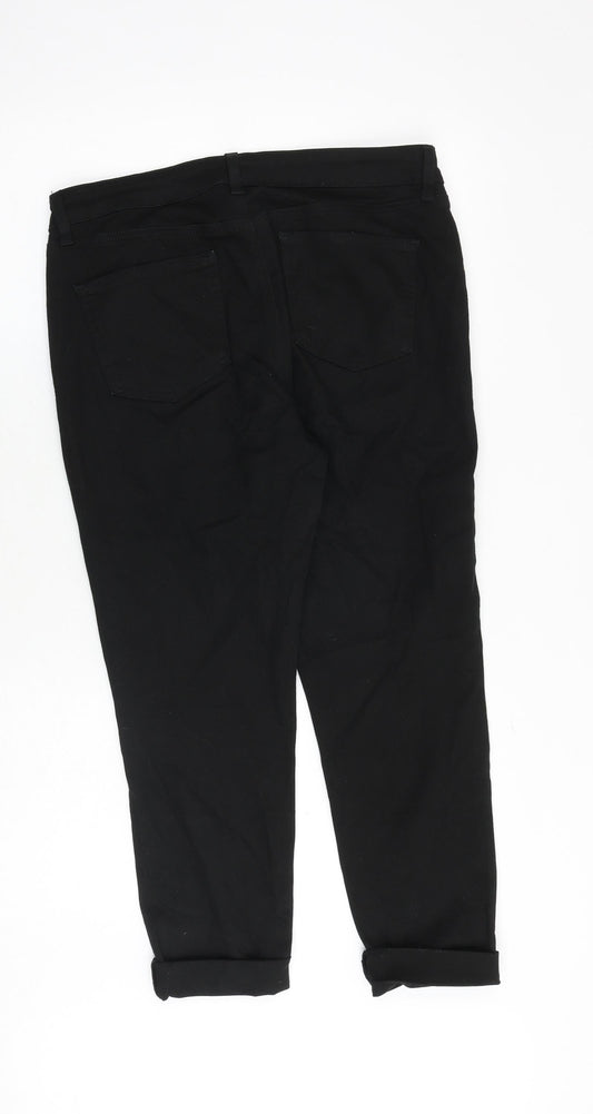 Uniqlo Womens Black Cotton Tapered Jeans Size 32 in Regular Zip