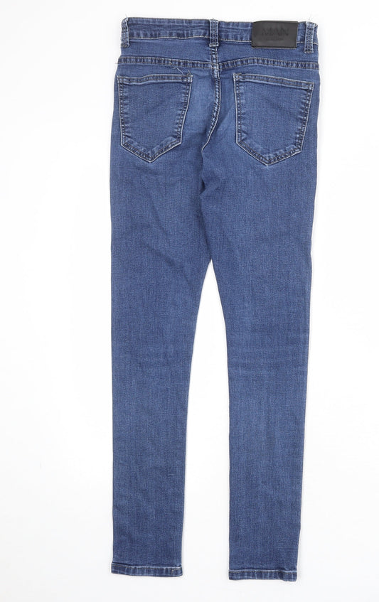 Boohoo Mens Blue Cotton Skinny Jeans Size 28 in Regular Zip