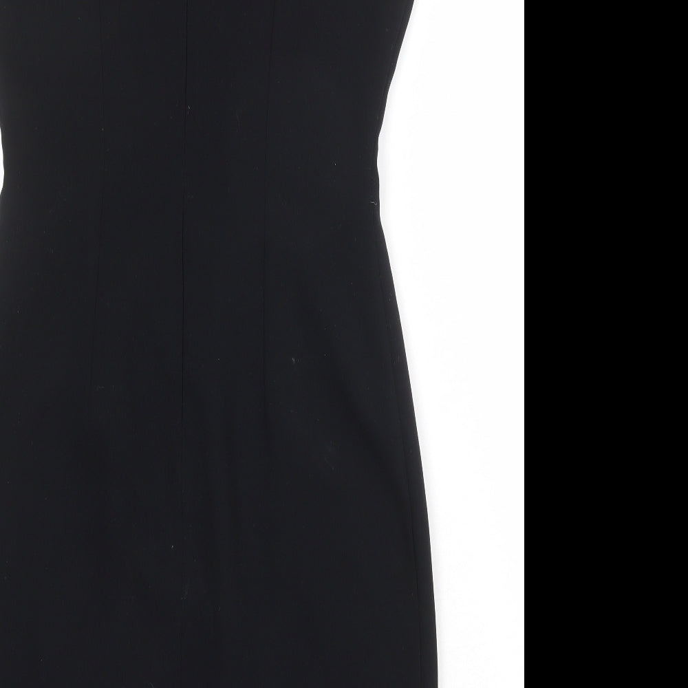 NEXT Womens Black Polyester Shift Size 10 Round Neck Zip