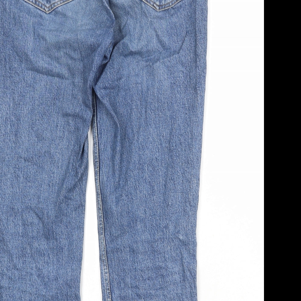 Topshop Womens Blue Cotton Straight Jeans Size 30 in Regular Zip