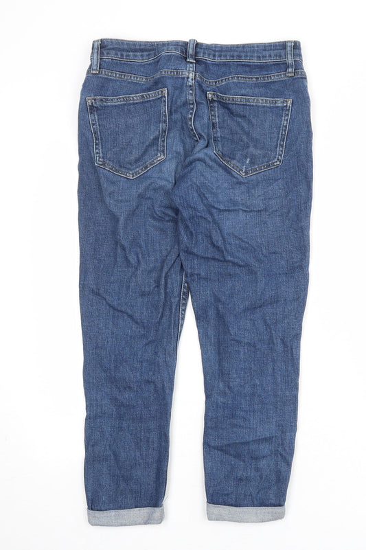 Topshop Womens Blue Cotton Tapered Jeans Size 28 in Regular Zip