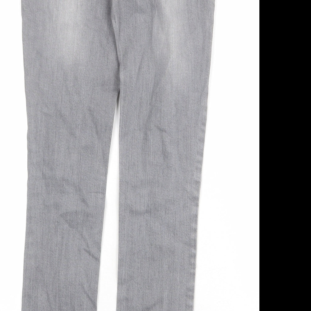 Miss Selfridge Womens Grey Cotton Skinny Jeans Size 8 Regular Zip