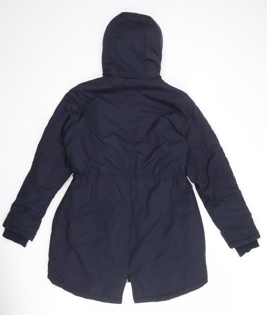 b.young Womens Blue Parka Coat Size 12 Zip