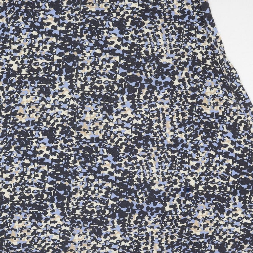 Classic Womens Blue Geometric Viscose Swing Skirt Size 14