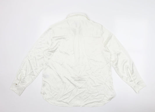 Marks and Spencer Womens Ivory Polyester Basic Button-Up Size 12 Collared