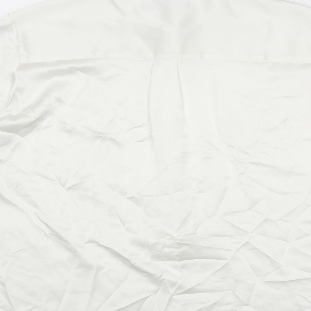 Marks and Spencer Womens Ivory Polyester Basic Button-Up Size 12 Collared