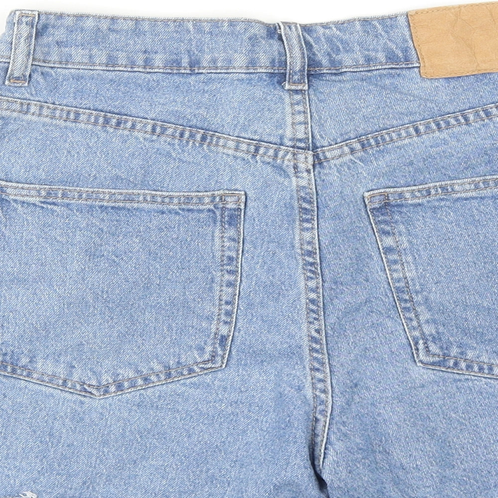 H&M Womens Blue Cotton Cut-Off Shorts Size 28 in Regular Zip