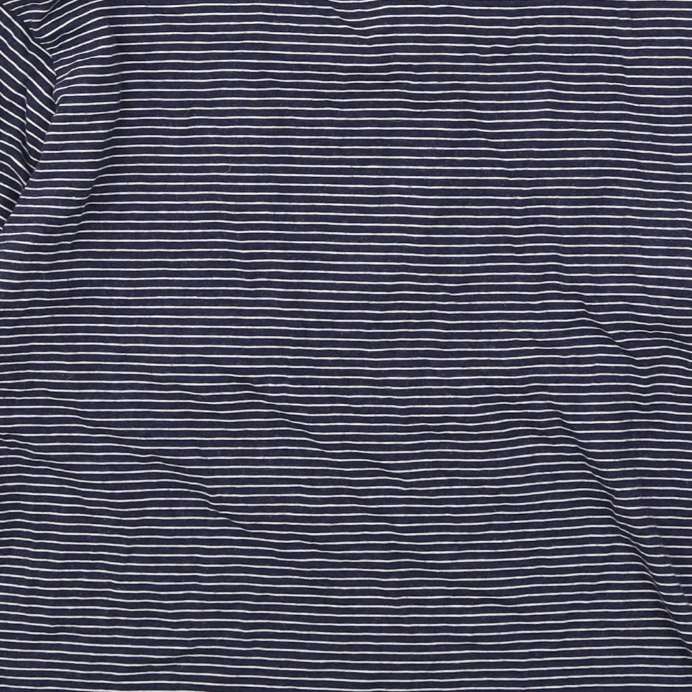 FOREVER 21 Womens Blue Striped Cotton Basic T-Shirt Size M Round Neck - Chillin