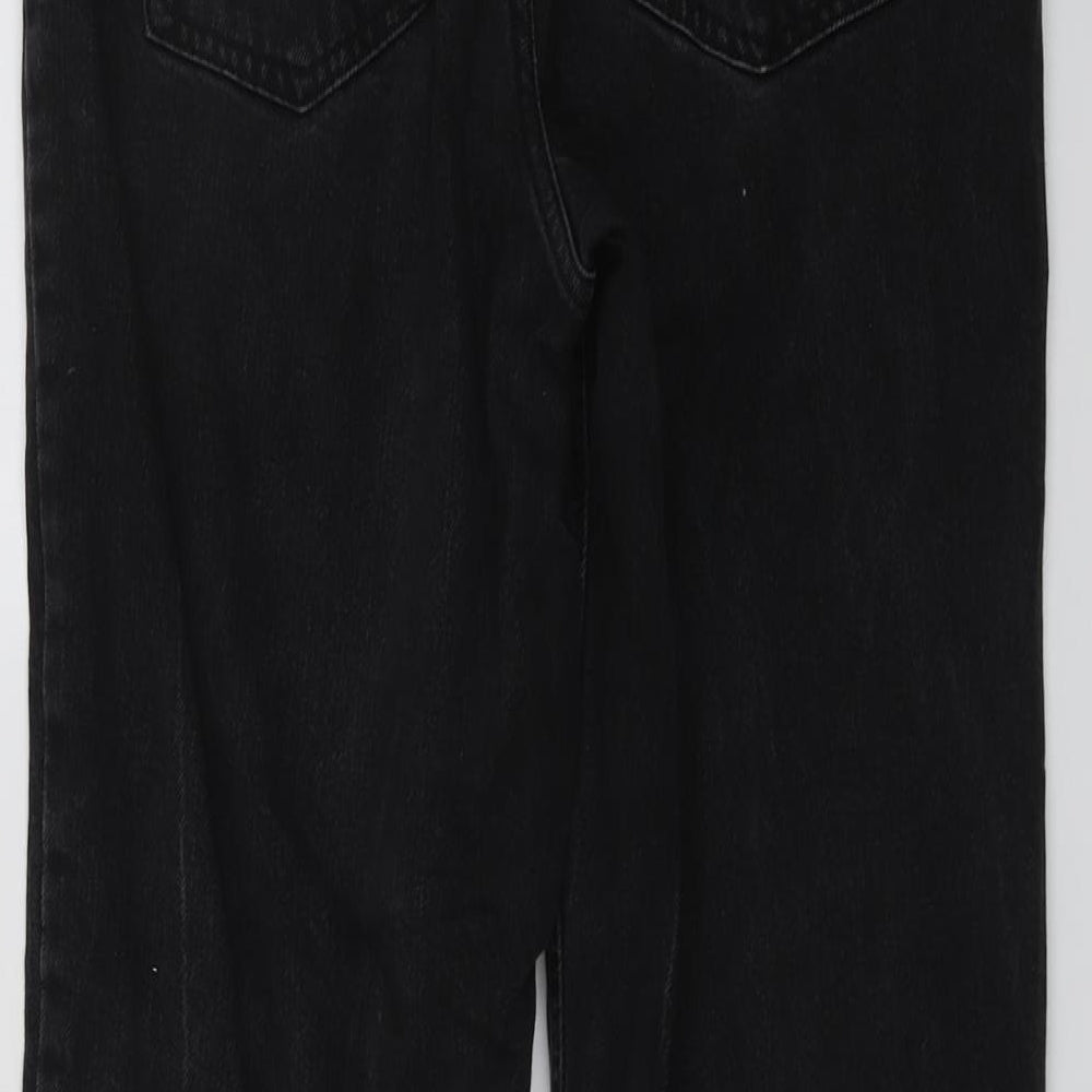 New Look Womens Grey Cotton Straight Jeans Size 12 L28 in Regular Button