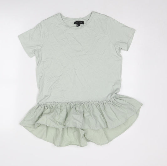 Womens UK Size 8 New Look Green Basic T-Shirt