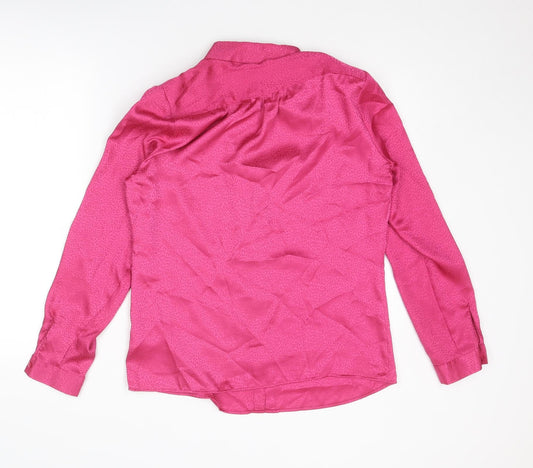 Womens UK Size 10 Classic Pink Basic Button-Up