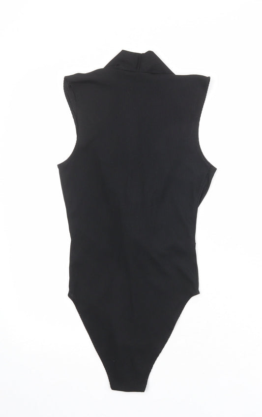 Topshop Womens Black Polyester Bodysuit One-Piece Size 6 Snap