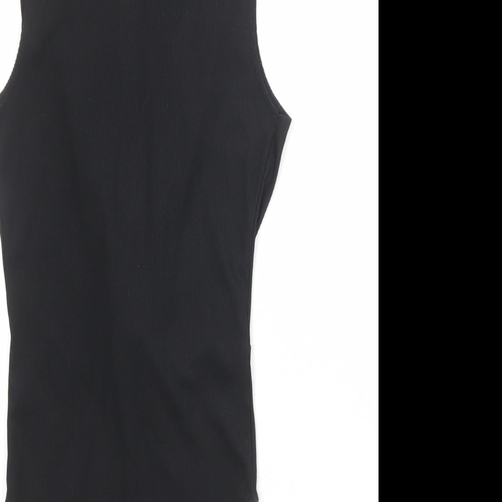 Topshop Womens Black Polyester Bodysuit One-Piece Size 6 Snap