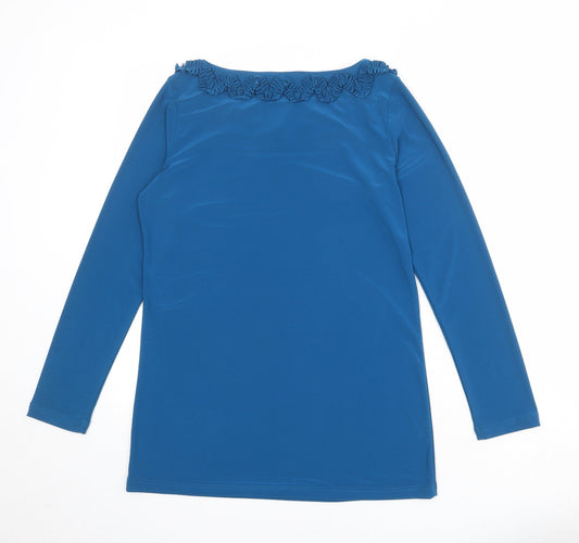 Womens UK Size S Nina Leonard Blue Tunic Blouse