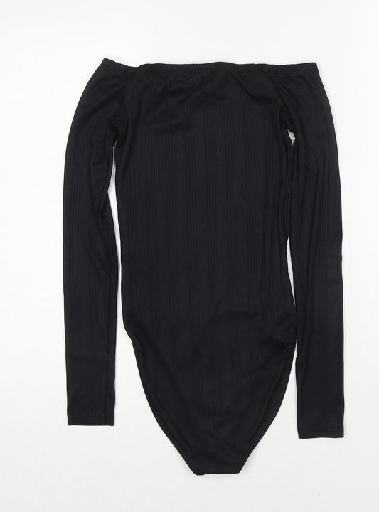 Miss Selfridge Womens Black Polyester Bodysuit One-Piece Size 6 Snap