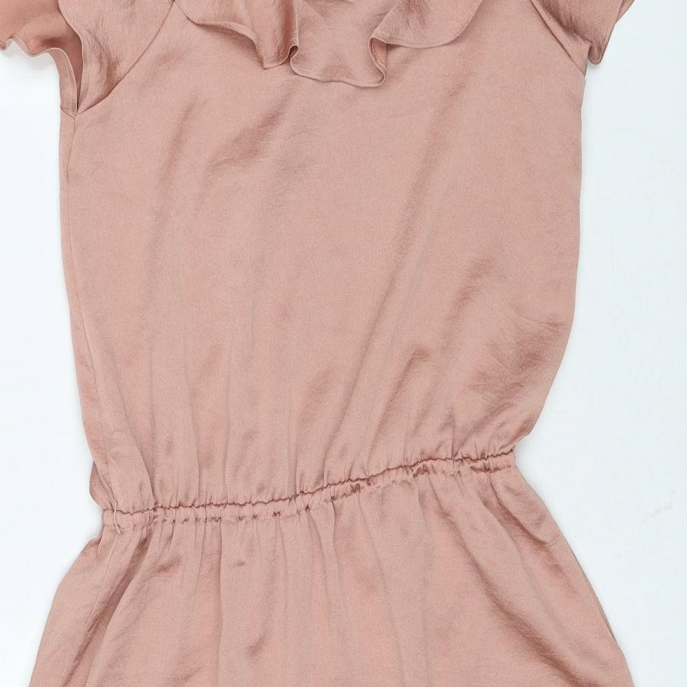 NEXT Womens Beige Polyester A-Line Size 10 V-Neck Pullover - Cold Shoulder