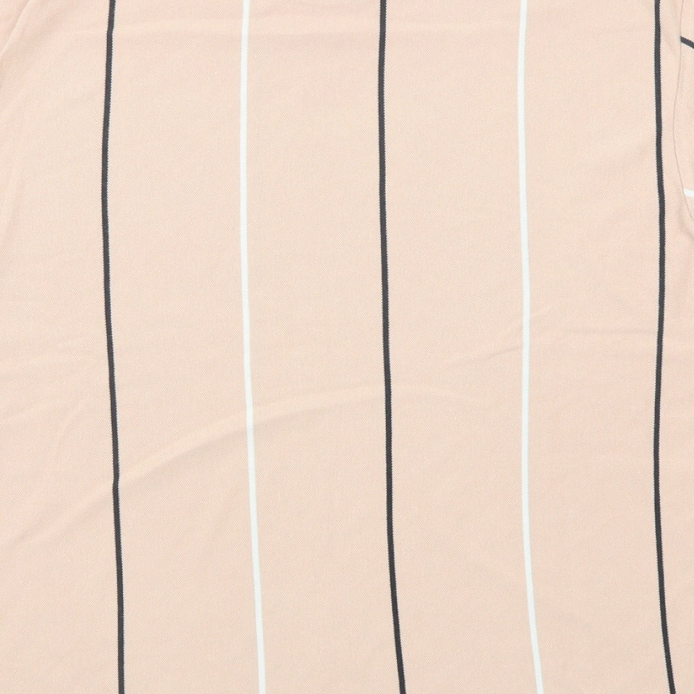 Topman Mens Pink Striped Cotton T-Shirt Size XS Round Neck