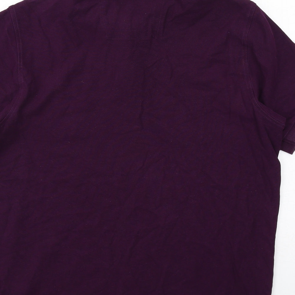 Marks and Spencer Mens Purple Cotton Polo Size M Collared Button