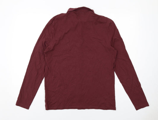 ASOS Mens Red Cotton Button-Up Size M Collared Button