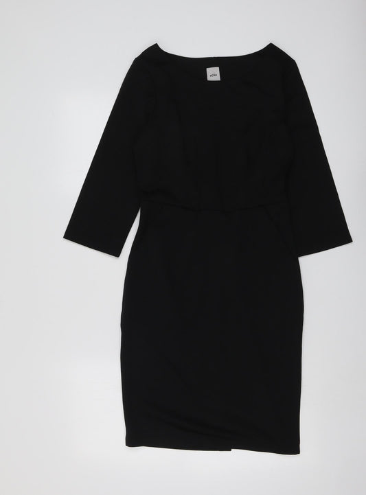 Additional front view of ICHI women’s black polyester a-line, size S, round neck zip