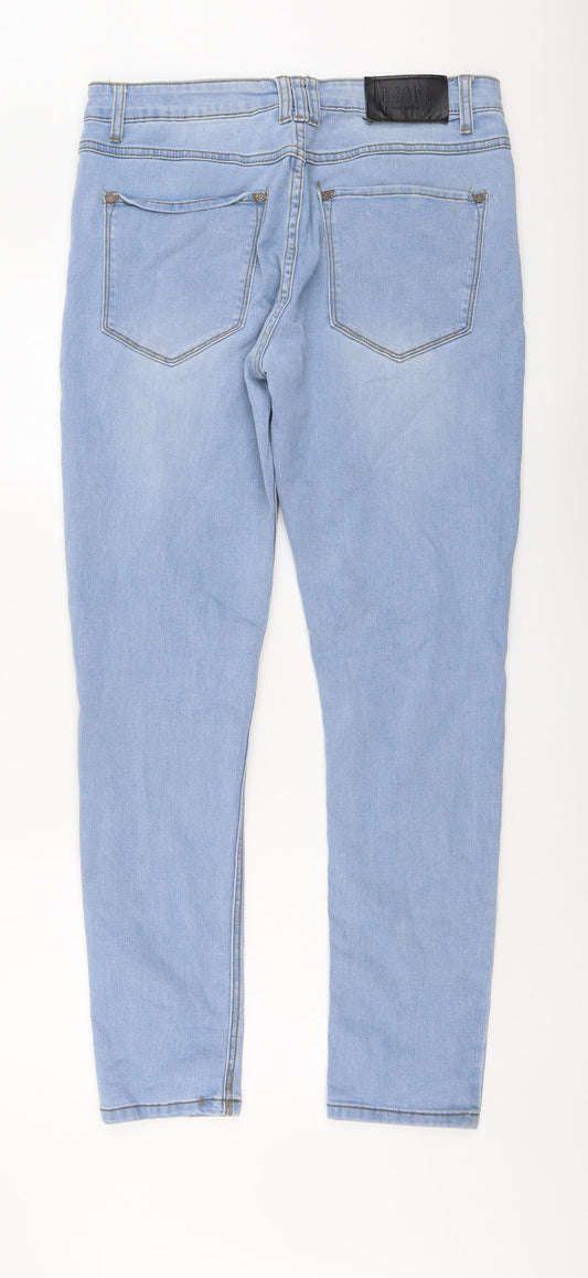 Boohoo Womens Blue Cotton Skinny Jeans Size 32 in L31 in Regular Button