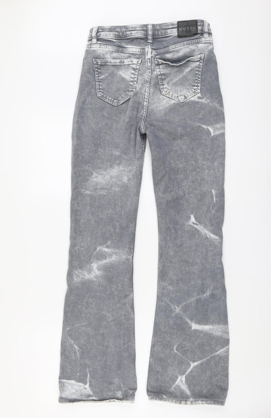 Motel Womens Grey Cotton Straight Jeans Size S L30 in Regular Button - Acid Wash