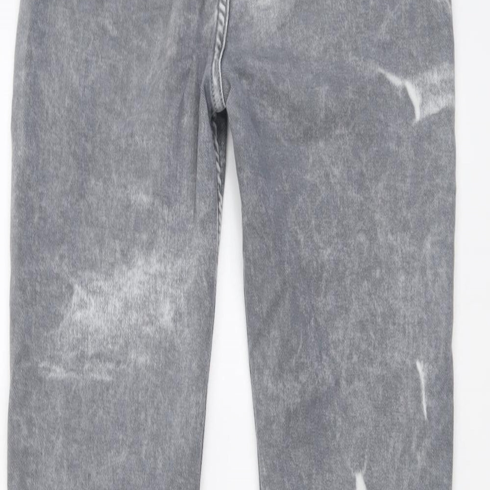 Motel Womens Grey Cotton Straight Jeans Size S L30 in Regular Button - Acid Wash