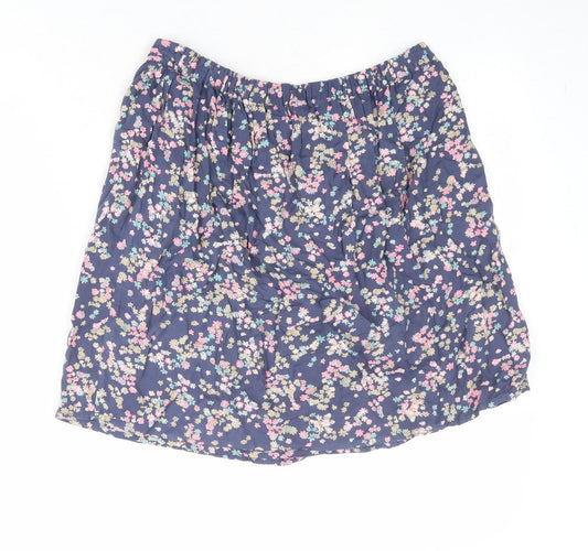 Marks and Spencer Womens Blue Floral Viscose A-Line Skirt Size 10