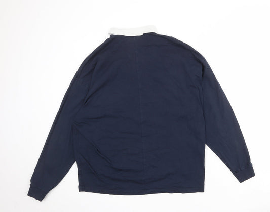 ASOS Mens Blue Polyester Polo Size M Collared Button - Chicago Athletics