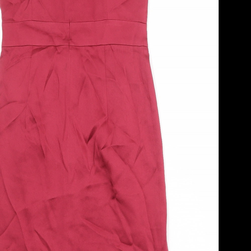 Monsoon Womens Red Acetate Shift Size 12 Round Neck Zip