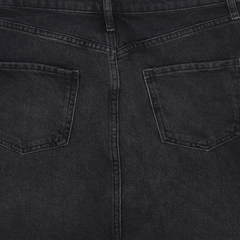 Miss Selfridge Womens Black Cotton A-Line Skirt Size 8 Zip