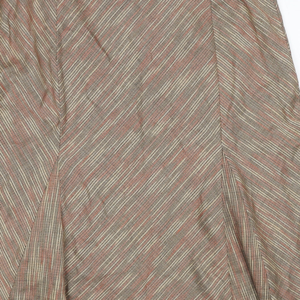 Damart Womens Brown Geometric Polyester Swing Skirt Size 20 Zip