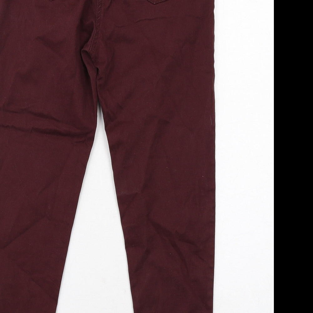 M&Co Womens Red Cotton Tapered Jeans Size 10 Regular Zip