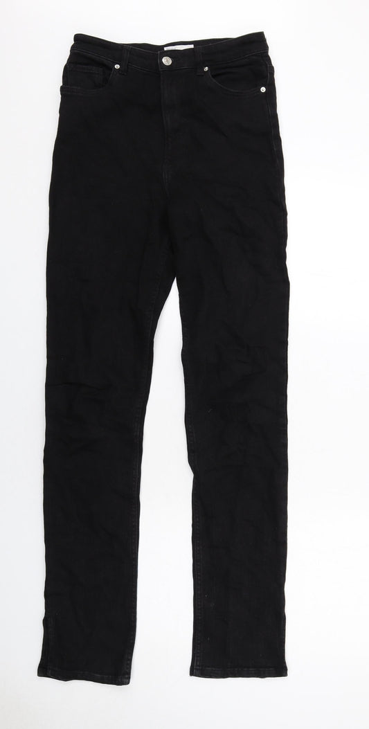 Womens UK Size 10 Bershka Regular Fit Straight Black Jeans