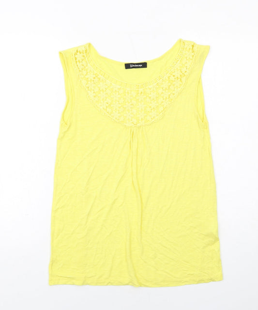 Womens UK Size 12 Kaleidoscope Yellow Basic T-Shirt