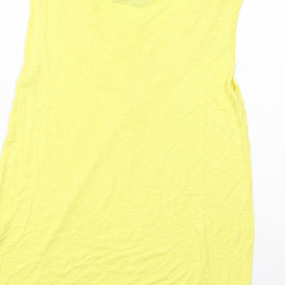 Womens UK Size 12 Kaleidoscope Yellow Basic T-Shirt