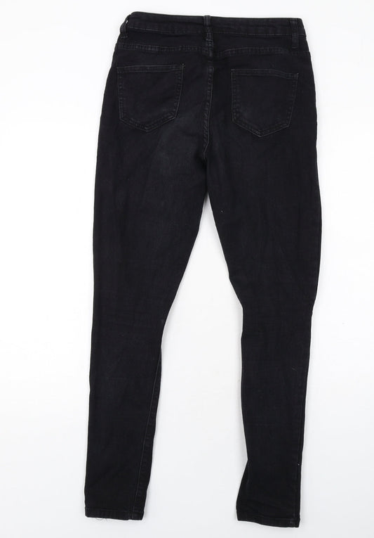 Boohoo Womens Black Cotton Skinny Jeans Size 10 Regular Zip