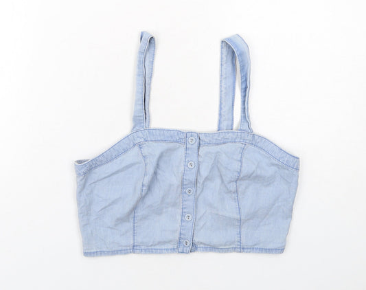 Womens UK Size 10 New Look Blue Cropped Tank