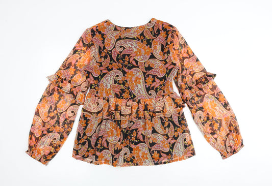 Influence Womens Multicoloured Paisley Polyester Basic Blouse Size 8 V-Neck