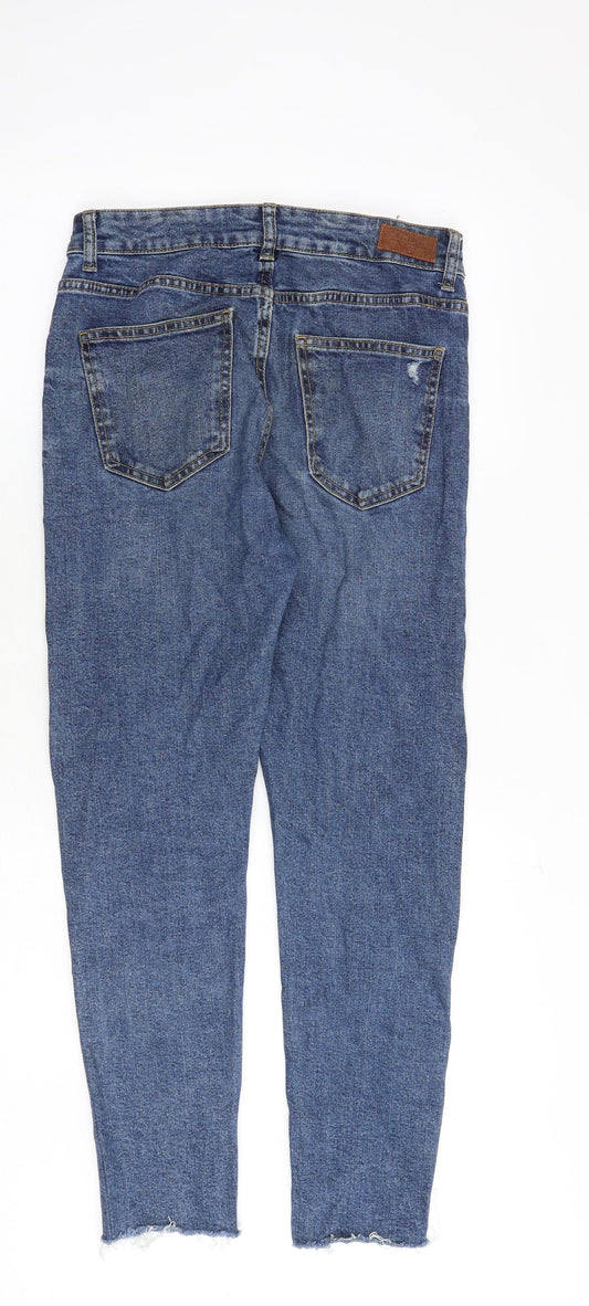 Bershka Womens Blue Cotton Skinny Jeans Size 8 Regular Zip