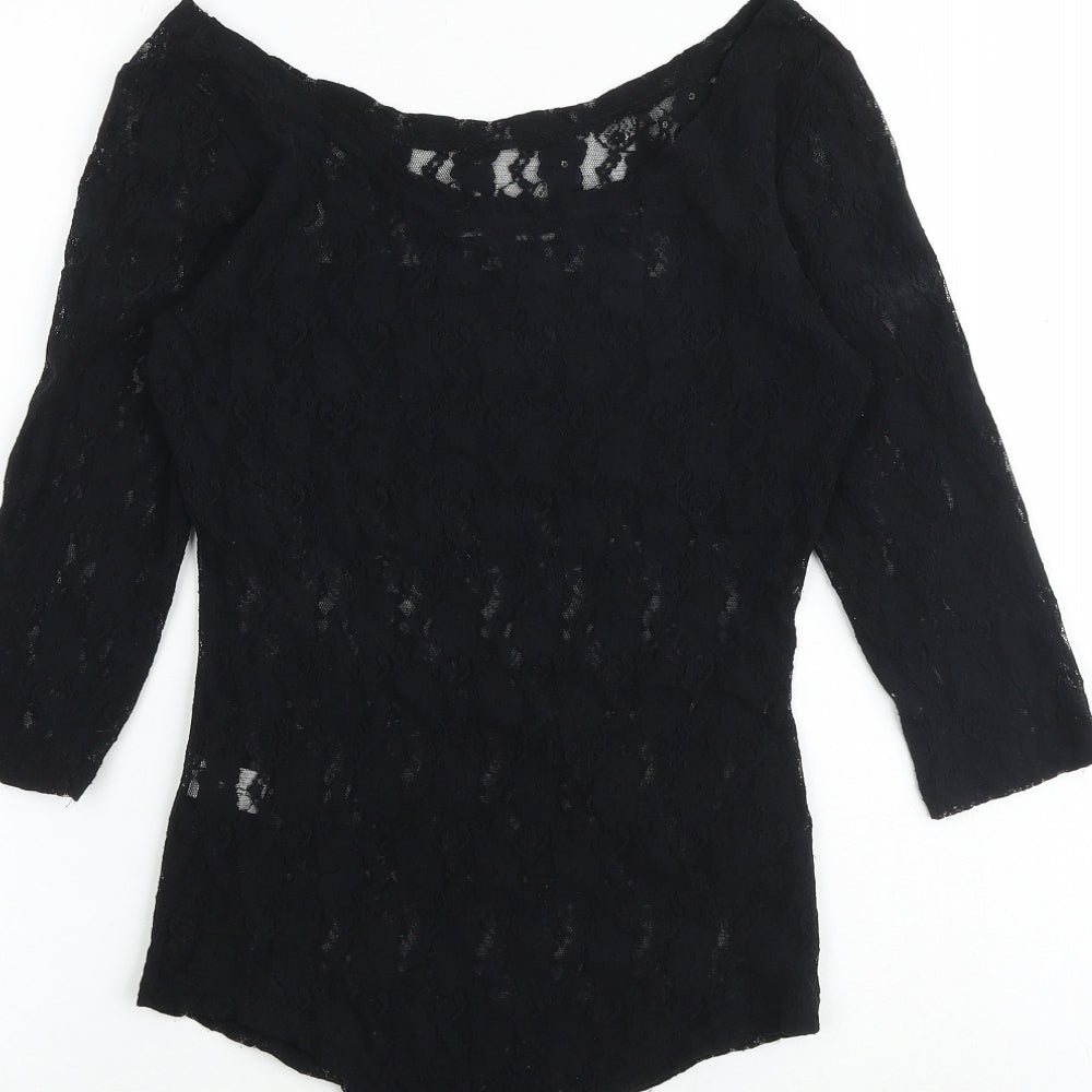 Select Womens Black Nylon Playsuit One-Piece Size M Snap