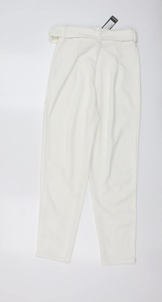 Womens UK Size 8 Boohoo Regular Fit Chino Ivory Trousers