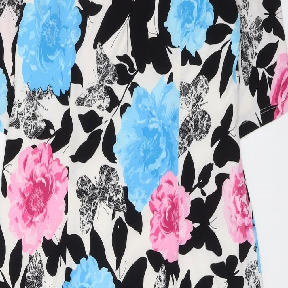 David Emanuel Womens Multicoloured Floral Polyester A-Line Size 10 Round Neck Pullover