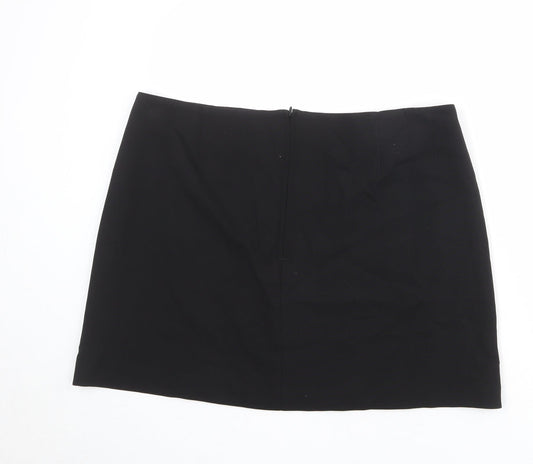 Marks and Spencer Womens Black Polyester A-Line Skirt Size 20 Zip