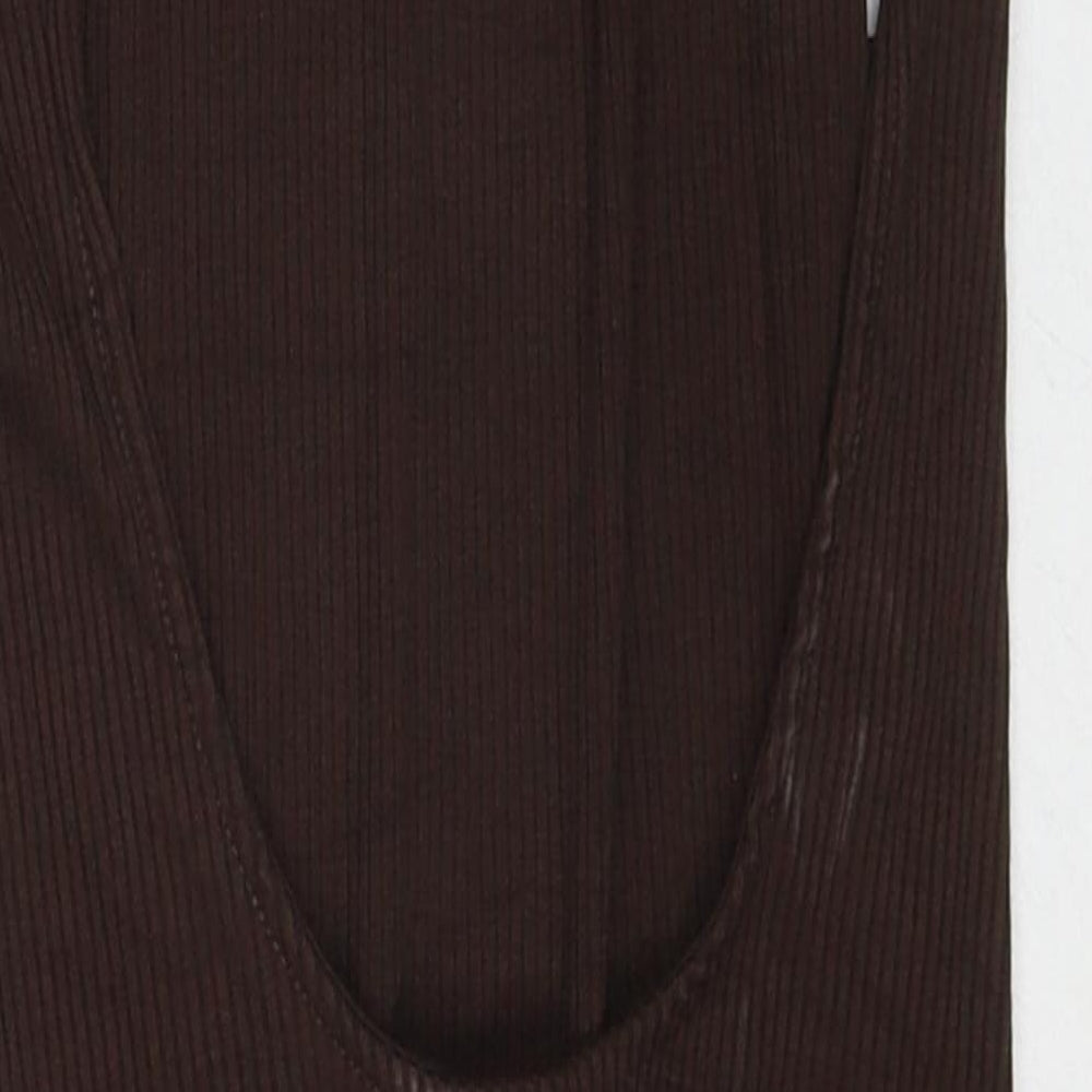 H&M Womens Brown Viscose Playsuit One-Piece Size S Snap