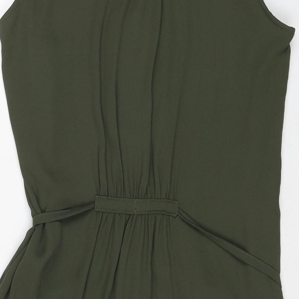 H&M Womens Green Polyester A-Line Size 8 V-Neck Pullover