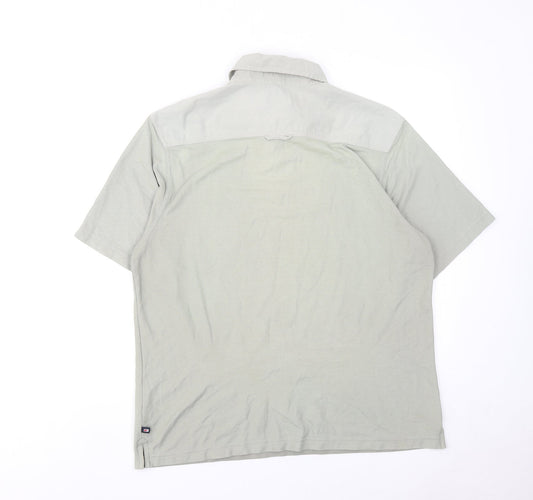 Marks and Spencer Mens Grey Cotton Polo Size M Collared Button