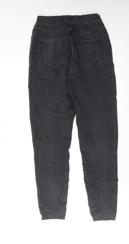 New Look Womens Grey Cotton Tapered Jeans Size 10 Regular Zip