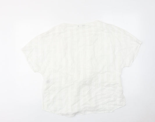 Limited Edition Womens White Viscose Basic Blouse Size 12 Round Neck